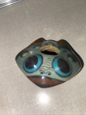 Vintage Mini Tonala Mexican Folk Art Pottery Frog Signed Guate Mayan